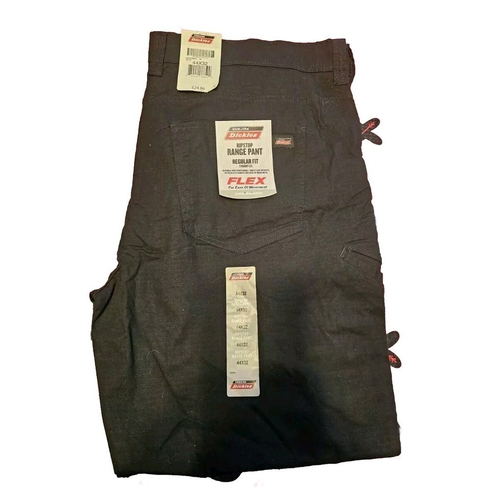 Dickies Mens RANGE PANTS‎ REGULAR Fit Straight Leg Flat Front Flex BlacK 44x32